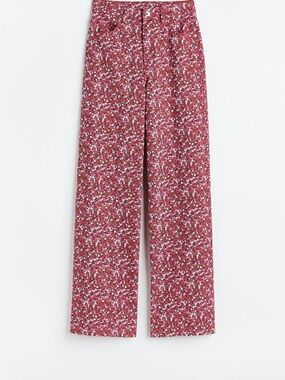 H&M Floral Wide-Leg Pants in Rose Multi